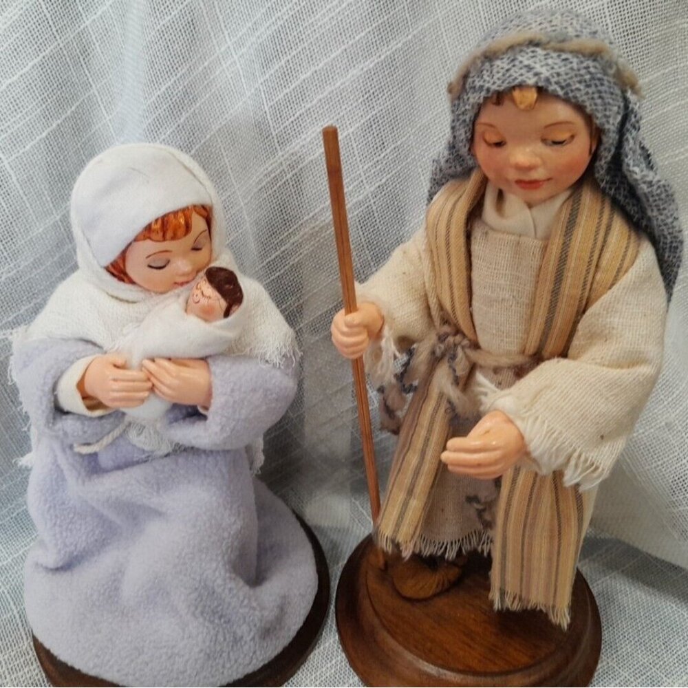 Simpich Mary W/ Baby Jesus And Joseph  Marked 2005 RARE Red Haired